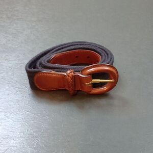 Talbots Women's Belt Size XXL‎ Blue Woven Brown  Leather Tip 6212